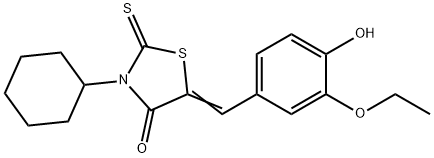 3-cyclohexyl-5-(3-ethoxy-4-hydroxybenzylidene)-2-thioxo-1,3-thiazolidin-4-one 结构式