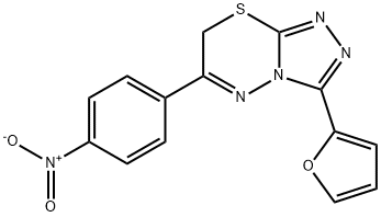 3-(2-furyl)-6-{4-nitrophenyl}-7H-[1,2,4]triazolo[3,4-b][1,3,4]thiadiazine 结构式