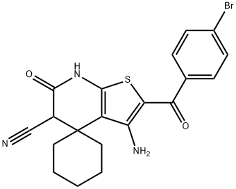 3-amino-2-(4-bromobenzoyl)-6-oxo-4,5,6,7-tetrahydrospiro(thieno[2,3-b]pyridine-4,1'-cyclohexane)-5-carbonitrile 结构式