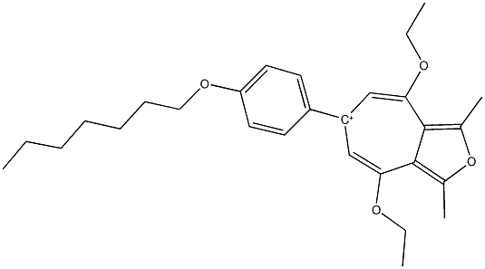 4,8-diethoxy-6-[4-(heptyloxy)phenyl]-1,3-dimethyl-6-cyclohepta[c]furanium 结构式