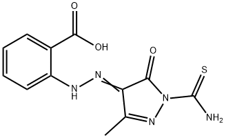 2-{2-[1-(aminocarbothioyl)-3-methyl-5-oxo-1,5-dihydro-4H-pyrazol-4-ylidene]hydrazino}benzoic acid 结构式