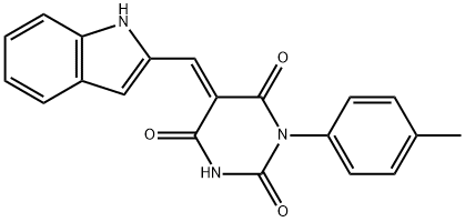 5-(1H-indol-2-ylmethylene)-1-(4-methylphenyl)-2,4,6(1H,3H,5H)-pyrimidinetrione 结构式