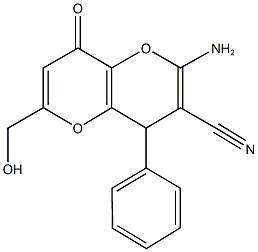 2-amino-6-(hydroxymethyl)-8-oxo-4-phenyl-4,8-dihydropyrano[3,2-b]pyran-3-carbonitrile 结构式