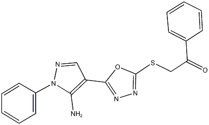 2-{[5-(5-amino-1-phenyl-1H-pyrazol-4-yl)-1,3,4-oxadiazol-2-yl]sulfanyl}-1-phenylethanone 结构式