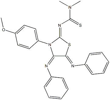 N'-[3-(4-methoxyphenyl)-4,5-bis(phenylimino)-1,3-thiazolidin-2-ylidene]-N,N-dimethylthiourea 结构式
