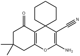 2-amino-7,7-dimethyl-5-oxo-5,6,7,8-tetrahydrospiro[4H-chromene-4,1'-cyclohexane]-3-carbonitrile 结构式