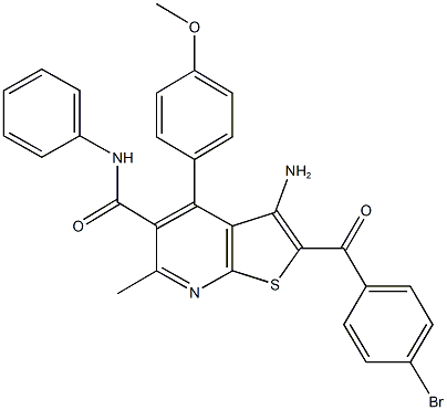 3-amino-2-(4-bromobenzoyl)-4-(4-methoxyphenyl)-6-methyl-N-phenylthieno[2,3-b]pyridine-5-carboxamide 结构式