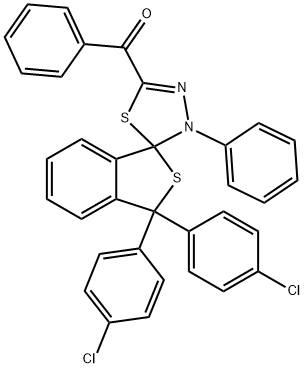 phenyl[1,1-bis(4-chlorophenyl)-4'-phenyl-1,3,4',5'-tetrahydrospiro(2-benzothiophene-3,5'-[1,3,4]-thiadiazole)-2'-yl]methanone 结构式