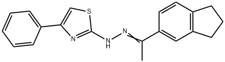 1-(2,3-dihydro-1H-inden-5-yl)ethanone (4-phenyl-1,3-thiazol-2-yl)hydrazone 结构式