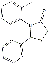 3-(2-methylphenyl)-2-phenyl-1,3-thiazolidin-4-one 结构式