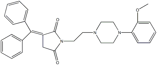 3-(diphenylmethylene)-1-{2-[4-(2-methoxyphenyl)-1-piperazinyl]ethyl}-2,5-pyrrolidinedione 结构式