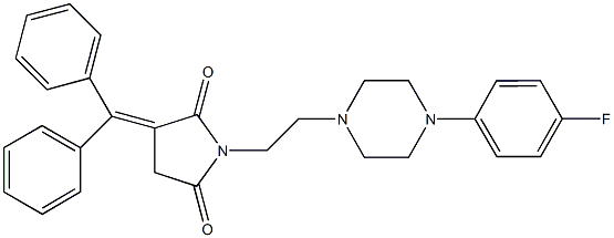 3-(diphenylmethylene)-1-{2-[4-(4-fluorophenyl)-1-piperazinyl]ethyl}-2,5-pyrrolidinedione 结构式