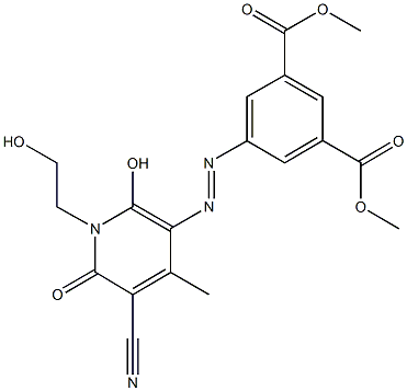 dimethyl 5-{[5-cyano-2-hydroxy-1-(2-hydroxyethyl)-4-methyl-6-oxo-1,6-dihydropyridin-3-yl]diazenyl}isophthalate 结构式