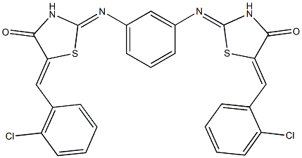 5-(2-chlorobenzylidene)-2-[(3-{[5-(2-chlorobenzylidene)-4-oxo-1,3-thiazolidin-2-ylidene]amino}phenyl)imino]-1,3-thiazolidin-4-one 结构式