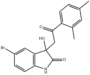 5-bromo-3-[2-(2,4-dimethylphenyl)-2-oxoethyl]-3-hydroxy-1,3-dihydro-2H-indol-2-one 结构式
