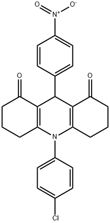 10-(4-chlorophenyl)-9-{4-nitrophenyl}-3,4,6,7,9,10-hexahydro-1,8(2H,5H)-acridinedione 结构式