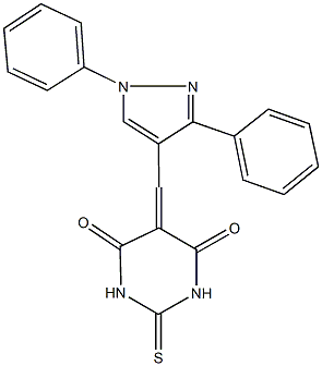 5-[(1,3-diphenyl-1H-pyrazol-4-yl)methylene]-2-thioxodihydropyrimidine-4,6(1H,5H)-dione 结构式