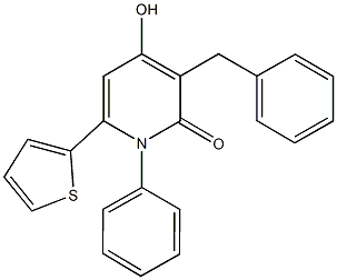 3-benzyl-4-hydroxy-1-phenyl-6-(2-thienyl)-2(1H)-pyridinone 结构式