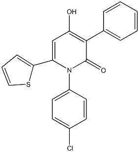 1-(4-chlorophenyl)-4-hydroxy-3-phenyl-6-(2-thienyl)-2(1H)-pyridinone 结构式