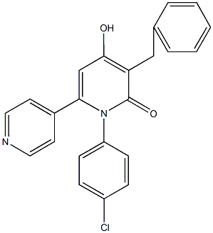3-benzyl-1-(4-chlorophenyl)-4-hydroxy-2(1H)-4',6-bipyridin-2-one 结构式