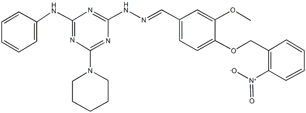 4-({2-nitrobenzyl}oxy)-3-methoxybenzaldehyde [4-anilino-6-(1-piperidinyl)-1,3,5-triazin-2-yl]hydrazone 结构式