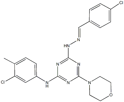 4-chlorobenzaldehyde [4-(3-chloro-4-methylanilino)-6-(4-morpholinyl)-1,3,5-triazin-2-yl]hydrazone 结构式