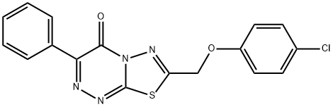 7-[(4-chlorophenoxy)methyl]-3-phenyl-4H-[1,3,4]thiadiazolo[2,3-c][1,2,4]triazin-4-one 结构式