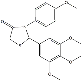 3-(4-methoxyphenyl)-2-(3,4,5-trimethoxyphenyl)-1,3-thiazolidin-4-one 结构式