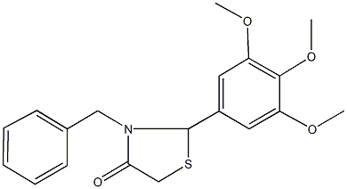 3-benzyl-2-(3,4,5-trimethoxyphenyl)-1,3-thiazolidin-4-one 结构式