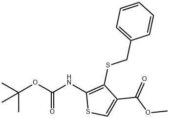 methyl 4-(benzylsulfanyl)-5-[(tert-butoxycarbonyl)amino]-3-thiophenecarboxylate 结构式