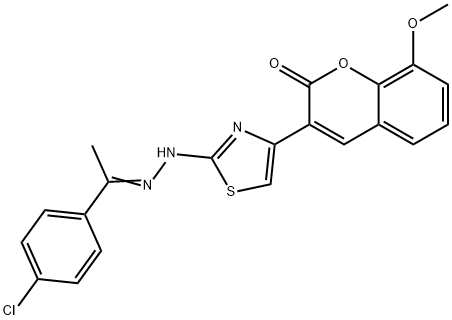 3-(2-{2-[1-(4-chlorophenyl)ethylidene]hydrazino}-1,3-thiazol-4-yl)-8-methoxy-2H-chromen-2-one 结构式
