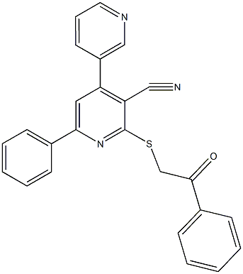 2-[(2-oxo-2-phenylethyl)sulfanyl]-6-phenyl-3',4-bipyridine-3-carbonitrile 结构式