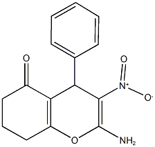 2-amino-3-nitro-4-phenyl-4,6,7,8-tetrahydro-5H-chromen-5-one 结构式
