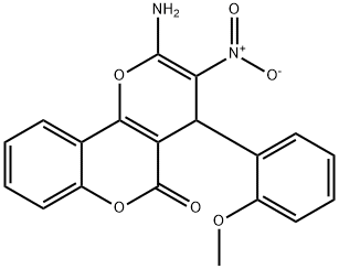 2-amino-3-nitro-4-(2-methoxyphenyl)-4H,5H-pyrano[3,2-c]chromen-5-one 结构式