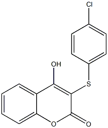 3-[(4-chlorophenyl)sulfanyl]-4-hydroxy-2H-chromen-2-one 结构式