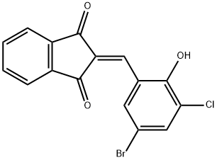 2-(5-bromo-3-chloro-2-hydroxybenzylidene)-1H-indene-1,3(2H)-dione 结构式