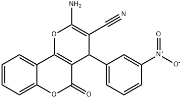 2-amino-4-{3-nitrophenyl}-5-oxo-4H,5H-pyrano[3,2-c]chromene-3-carbonitrile 结构式