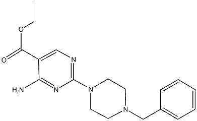 ethyl 4-amino-2-(4-benzyl-1-piperazinyl)-5-pyrimidinecarboxylate 结构式