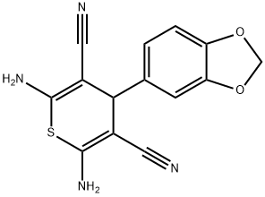 2,6-diamino-4-(1,3-benzodioxol-5-yl)-4H-thiopyran-3,5-dicarbonitrile 结构式