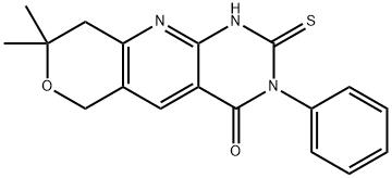 8,8-dimethyl-3-phenyl-2-thioxo-1,2,3,6,8,9-hexahydro-4H-pyrano[3',4':5,6]pyrido[2,3-d]pyrimidin-4-one 结构式