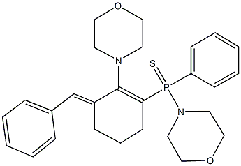 3-benzylidene-2-(4-morpholinyl)-1-cyclohexen-1-yl(4-morpholinyl)phenylphosphine sulfide 结构式