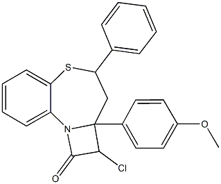 2-chloro-2a-(4-methoxyphenyl)-4-phenyl-2,2a,3,4-tetrahydro-1H-azeto[2,1-d][1,5]benzothiazepin-1-one 结构式
