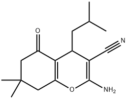 2-amino-4-isobutyl-7,7-dimethyl-5-oxo-5,6,7,8-tetrahydro-4H-chromene-3-carbonitrile 结构式
