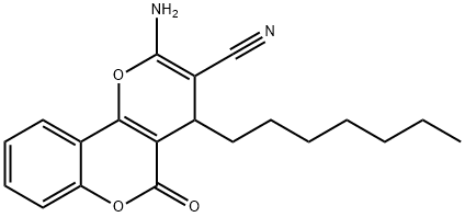 2-amino-4-heptyl-5-oxo-4H,5H-pyrano[3,2-c]chromene-3-carbonitrile 结构式