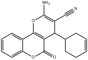 2-amino-4-(3-cyclohexen-1-yl)-5-oxo-4H,5H-pyrano[3,2-c]chromene-3-carbonitrile 结构式