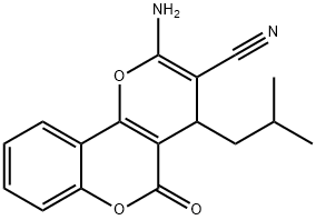 2-amino-4-isobutyl-5-oxo-4H,5H-pyrano[3,2-c]chromene-3-carbonitrile 结构式