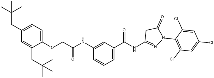 3-{[(2,4-dineopentylphenoxy)acetyl]amino}-N-[5-oxo-1-(2,4,6-trichlorophenyl)-4,5-dihydro-1H-pyrazol-3-yl]benzamide 结构式