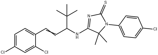 4-{[1-tert-butyl-3-(2,4-dichlorophenyl)-2-propenyl]amino}-1-(4-chlorophenyl)-5,5-dimethyl-1,5-dihydro-2H-imidazole-2-thione 结构式