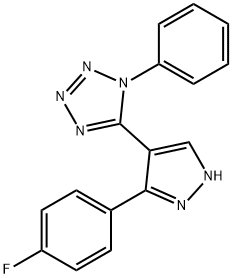 5-[5-(4-fluorophenyl)-1H-pyrazol-4-yl]-1-phenyl-1H-tetraazole 结构式