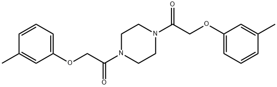 1,4-bis[(3-methylphenoxy)acetyl]piperazine 结构式